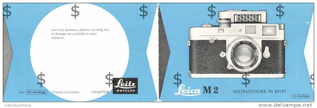 Pour Leica LEITZ M2 : Instructions In Brief / Condensé De Mode D'emploi En Anglais / Kurzt Gebrauchtanleitung English - Cameras