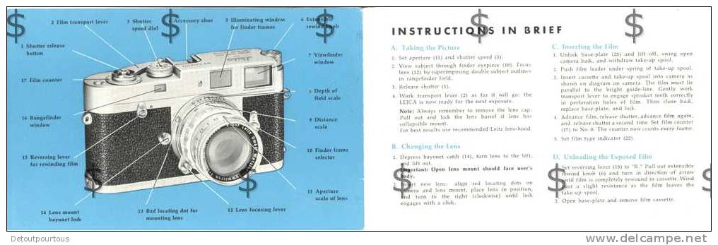 Pour Leica LEITZ M2 : Instructions In Brief / Condensé De Mode D'emploi En Anglais / Kurzt Gebrauchtanleitung English - Fototoestellen