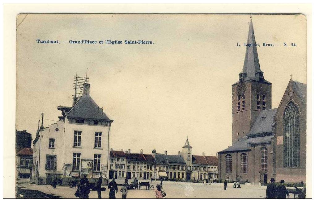 Turnhout - Grote Markt En St Pieters Kerk - Geanimeerd - 1909 - Uitg. L.  Lagaert, Brussel (NE1) - Turnhout