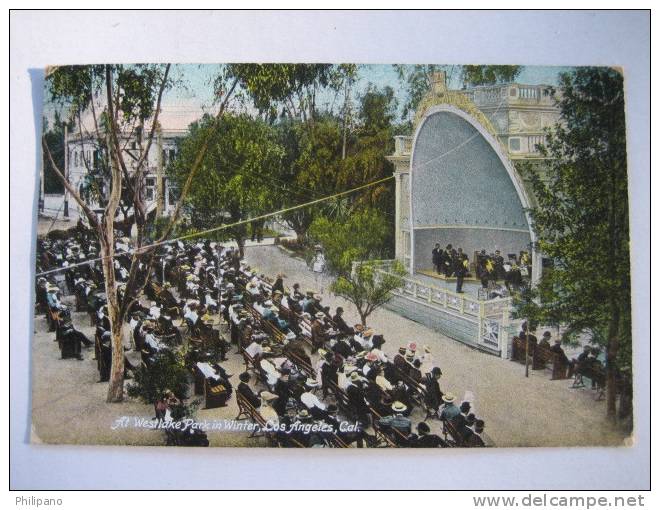 Los Angeles CA       At Westlake Park In Winter   1909  Cancel - Los Angeles