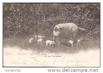 CPA Fantaisie - " En Famille " - Famille De Cochons (Julien Frères Editeurs). - Schweine