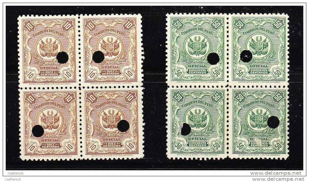 M)1909,PERU, B4, SERVICIO OFICIAL PUNCH PROOFS WATERLOW AND SONS MNH - Peru