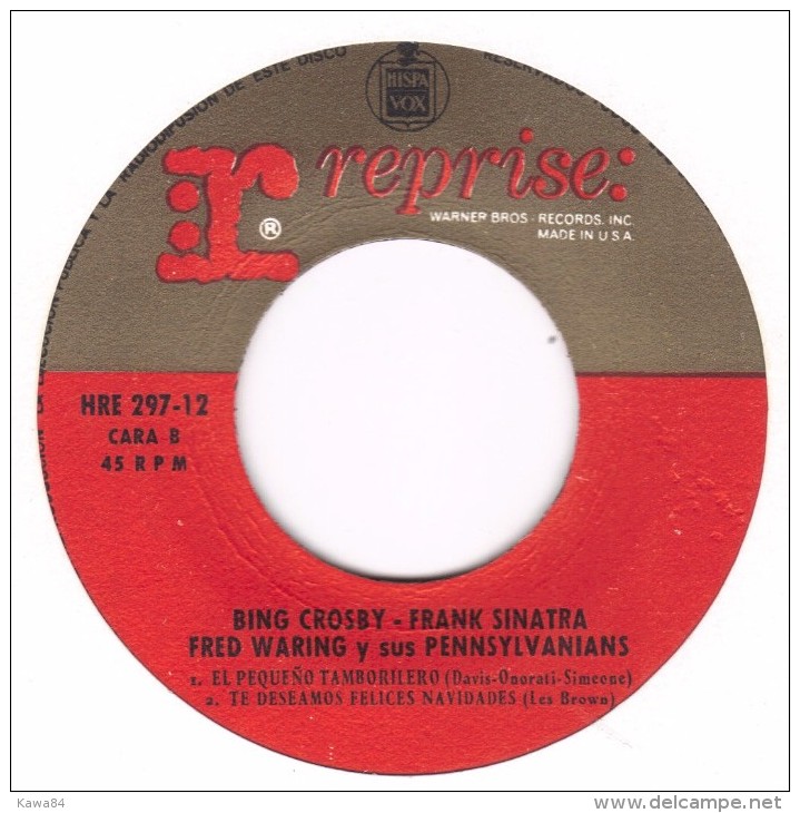 EP 45 RPM (7")  Frank Sinatra / Bing Crosby / Fred Waring  "  4 Canciones Navidenas  "  Espagne - Navidad