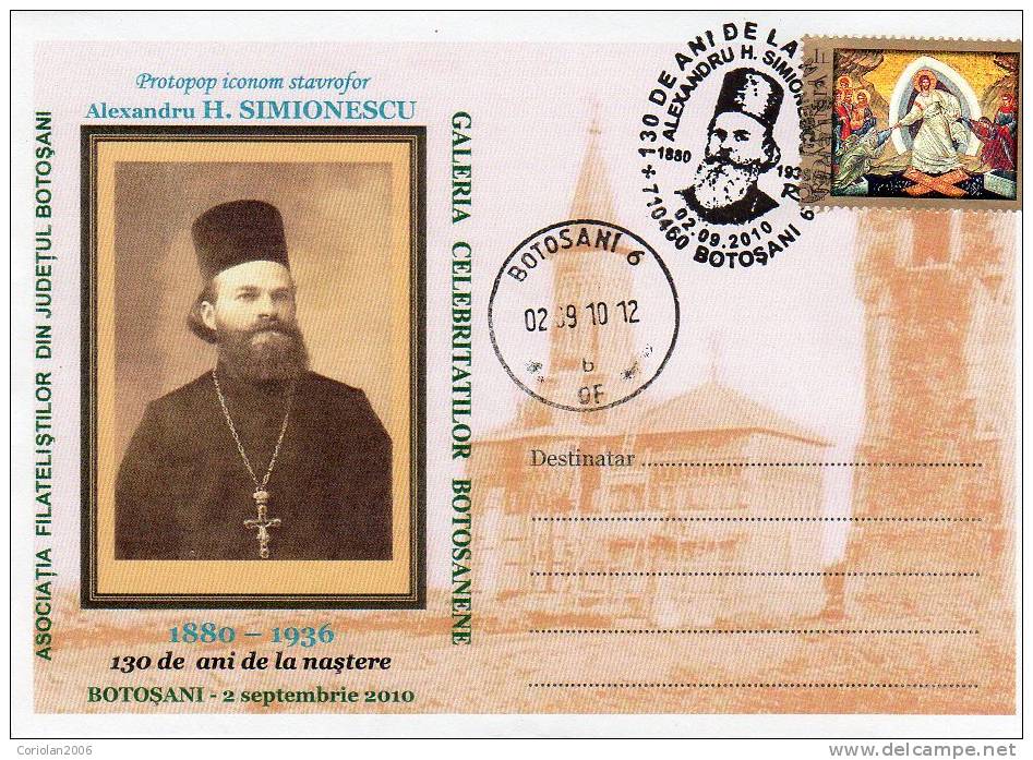 Romania / Special Cover With Special Cancellation / Alexandru Simionescu - Theologen