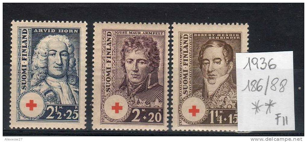 FINLANDIA / SUOMI 1936 --PRO CROCE ROSSA --** Rif. 186/188    F11 - Unused Stamps