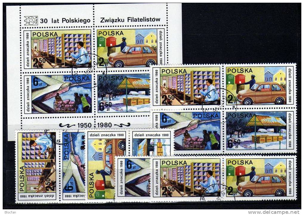 Transport/Arbeit Post Polen 2715/8,5ZD+Block 83 O 11€ Tag Der Briefmarke 1980 Beladung Des Flugzeug Mit Briefpost Polska - Sonstige (Land)