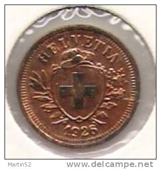 Schweiz Suisse: 1 Rappen / Centime 1926   (Bronze O 16mm, 1.5 G)    Unz / Unc. Originalpatina - 1 Rappen