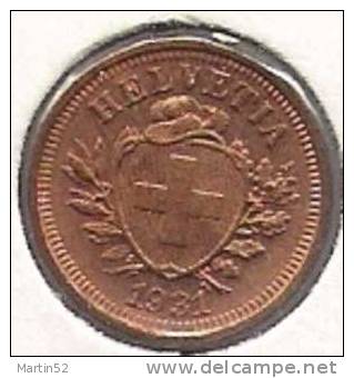 Schweiz Suisse: 1 Rappen / Centime 1931   (Bronze O 16mm, 1.5 G)    Unz / Unc. Originalpatina - 1 Centime / Rappen