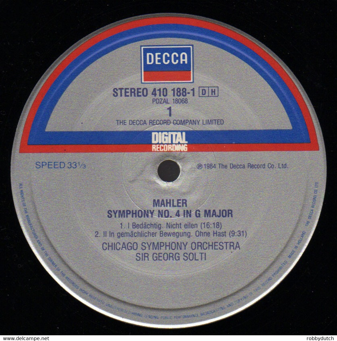 * LP *  MAHLER : SYMPHONY No.4 - KIRI TE KANAWA / CHICAGO SYMPHONY ORCHESTRA / SOLTI (digital  Ex-!!!) - Klassiekers