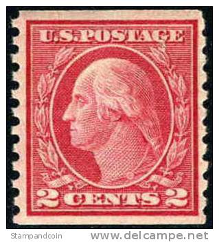 US #455 Used 2c Washington Coil From 1914 - Roulettes