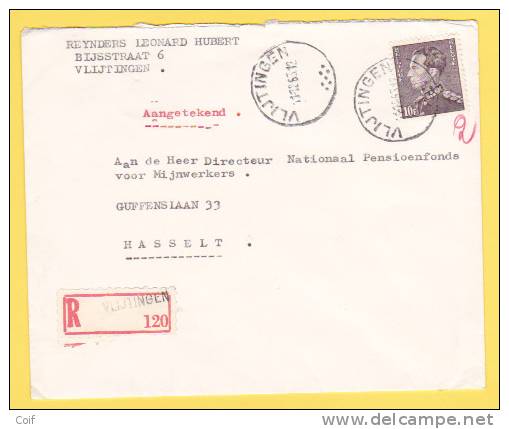 848A Op Aangetekende Brief Met Cirkelstempel VLIJTINGEN - 1936-51 Poortman