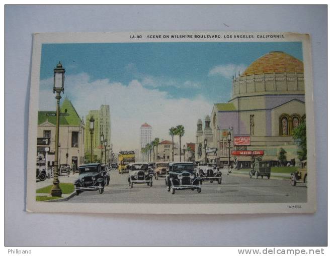 Los Angeles CA       Scene On Wilshire Blvd.  Upper Right Chip Vintage Wb - Los Angeles