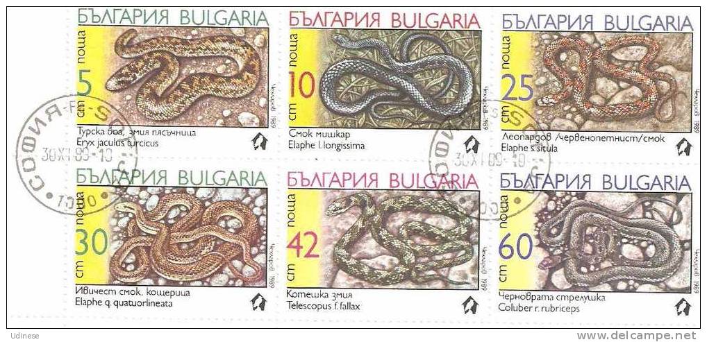 BULGARIA 1989 - CPL. SET  - S/S - USED OBLITERE GESTEMPELT - Serpents