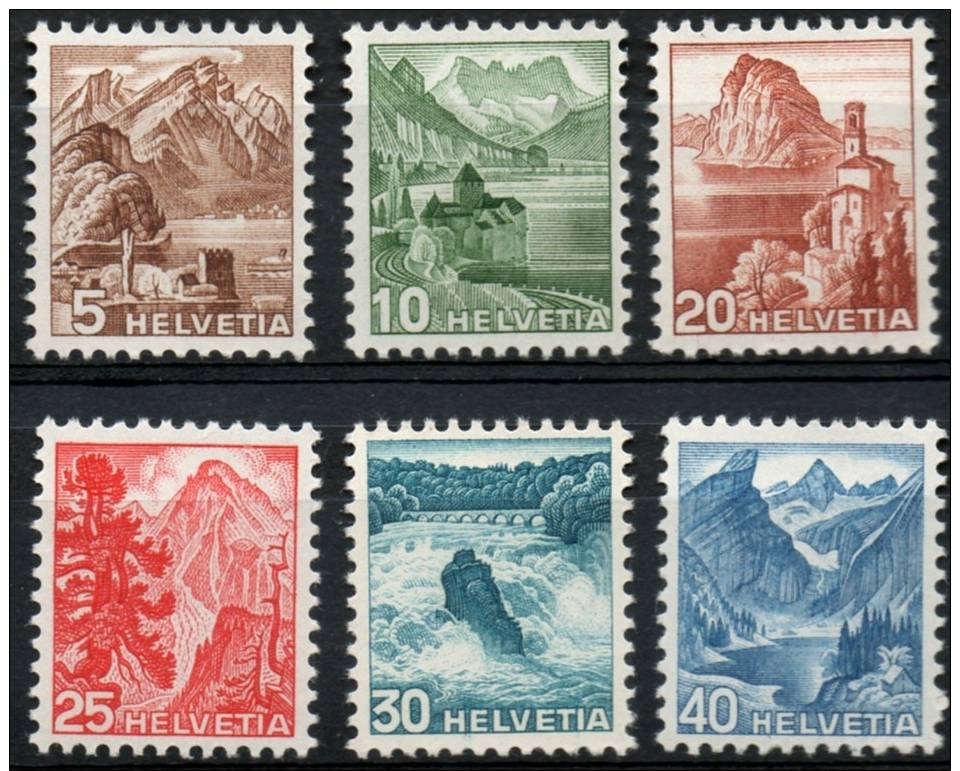 SWITZERLAND SUISSE SCHWEIZ  1934 VIEWS SHORT SET 6 V. MNH** (r. 871) - Nuovi