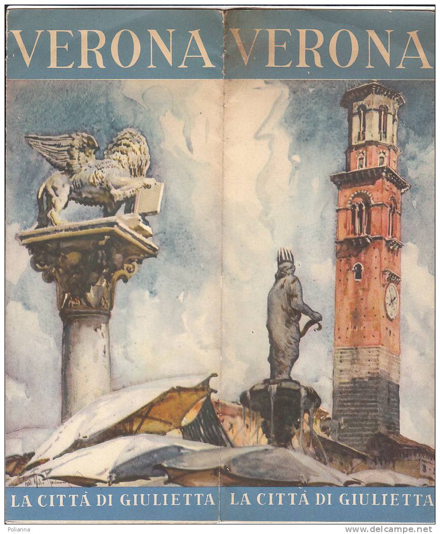 C0129 - Brochure Turistica - VERONA EPT Anni ´50/mappa Ameglio Trivella/ill.A.Raimondi/seggiovia S.Giorgio-Castelgaibana - Turismo, Viajes