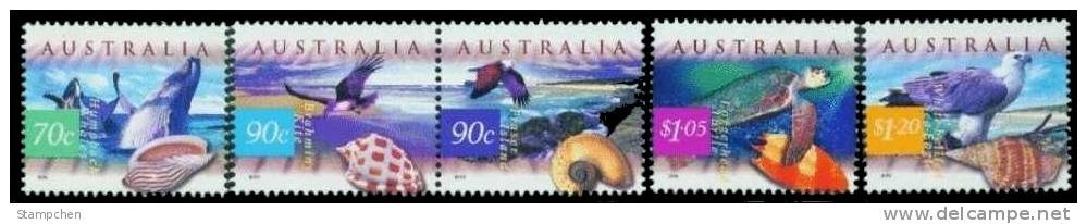 Australia 1999 Coastal Marine Life Stamps 5v Whale Birds Turtle Sell Seasell - Tortues