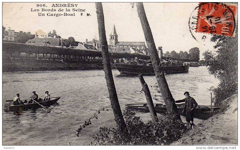 S1  -   935    -   ANDRESY    -    ( 78 )   .   Les  Bords  De  La  Seine  .  Un  Cargo - Boat - Andresy