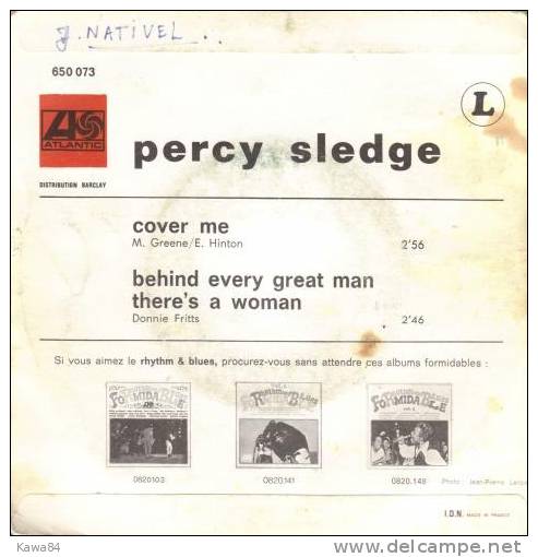 SP 45 RPM (7")  Percy Sledge  "  Cover Me  " - Soul - R&B