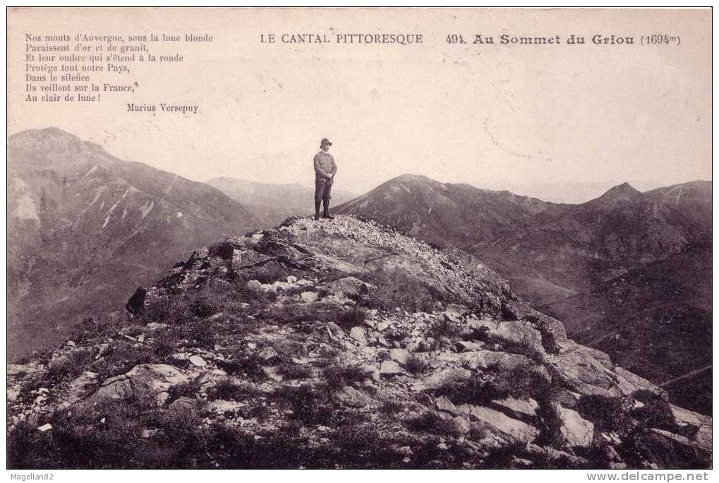 CPA. AU SOMMET DU GUIOU. CANTAL. RANDONNEUR.MONTAGNE. TAMPON 13e Corps D´arnée - Escalade