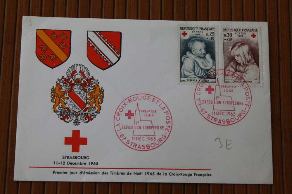 11-12-1965 Cachet  Commémoratif CROIX ROUGE & LA POSTE  Strasbourg - Red Cross- 1er Jour Emission Timbres De Noel  1965 - Croix Rouge