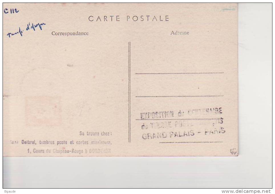 FRANCE CARTE MAXIMUM  NUM.YVERT 830 CENTENAIRE DU TIMBRE - 1940-1949
