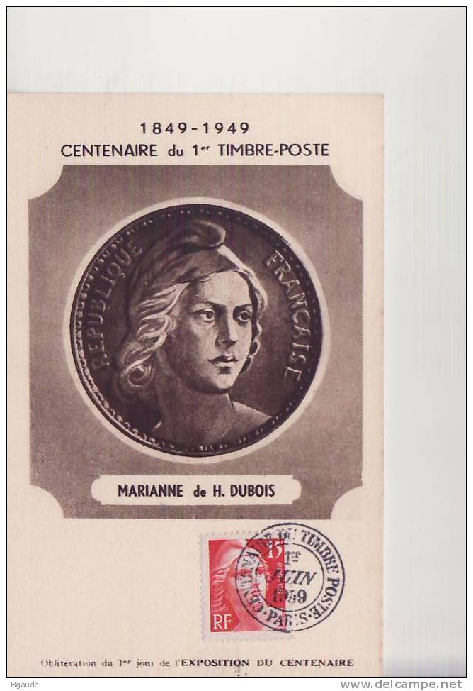 FRANCE CARTE MAXIMUM  NUM.YVERT 832 CENTENAIRE DU TIMBRE - 1940-1949