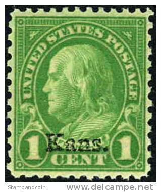 US #658 XF Mint Never Hinged 1c Franklin Kans. Overprint From 1929 - Ungebraucht