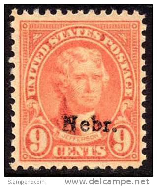 US #678 Mint Never Hinged 9c Jefferson Nebr. Overprint From 1929 - Unused Stamps