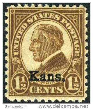 US #659 Mint Never Hinged 1-1/2c Harding Kans. Overprint From 1929 - Ongebruikt