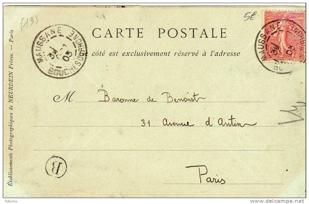 Postal,MAUSSANE 1903 ,  ( Francia), Post Card, Postkarte - 1903-60 Semeuse Lignée