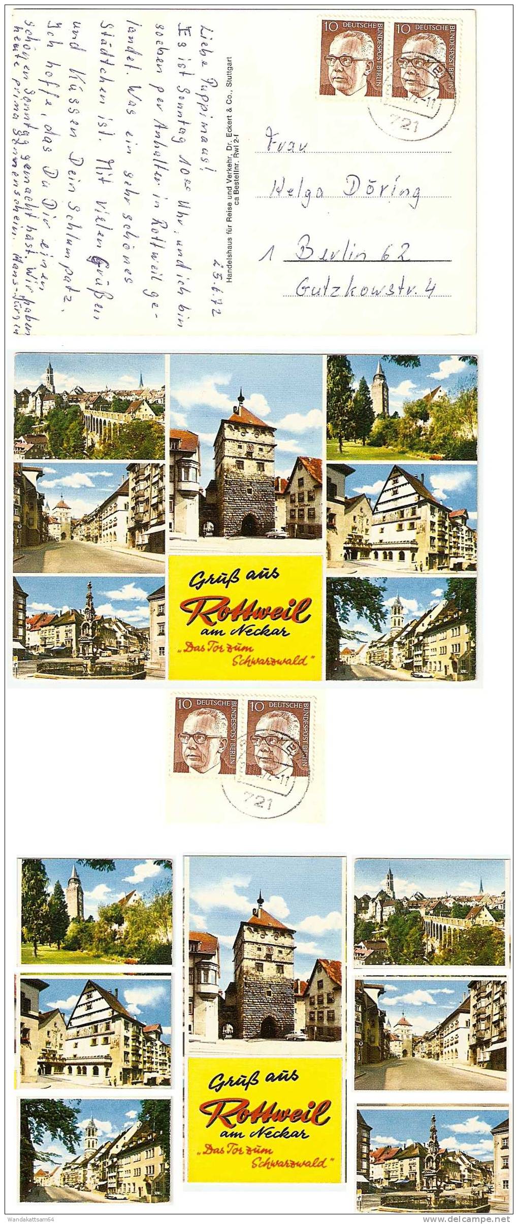 AK 2 ROTTWEIL Am Neckar "Das Tor Zum Schwarzwald" Gruß Aus Mehrbild 7 Bilder 25. 6.72 - 11 721 ROTTWEIL Mehrfachfrankat - Rottweil