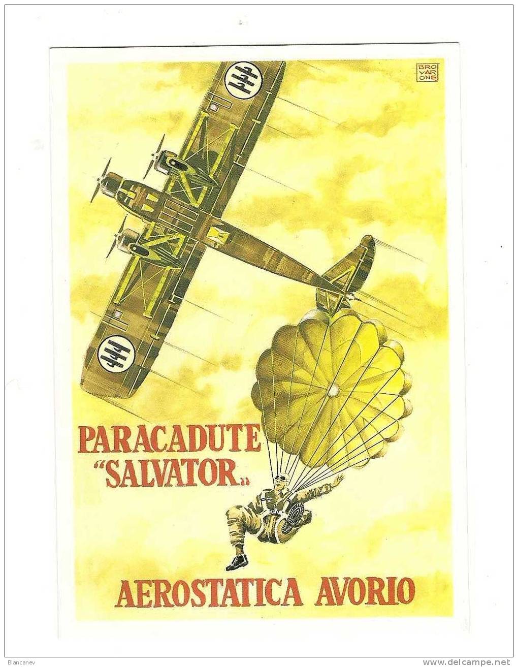 CARTOLINA PUBBLICITARIA PARACADUTE "SALVATOR" - Parachutting