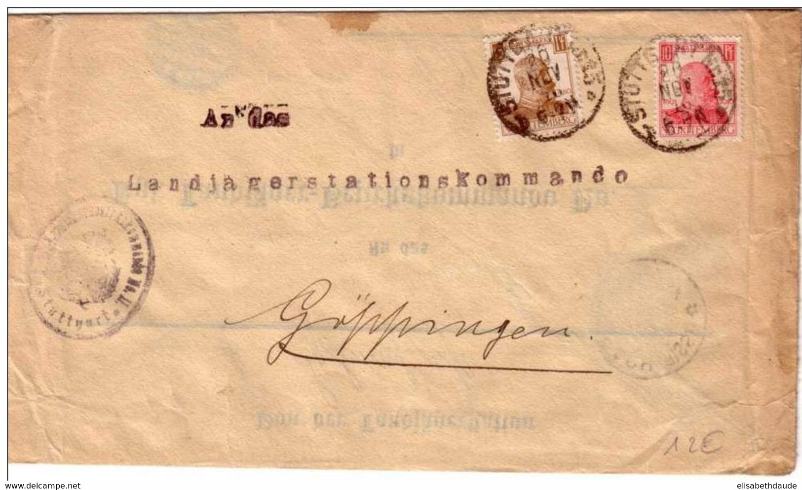 LETTRE Avec Timbres De Service - WÜRTTEMBERG - 1916 - Stuttgart - REUTILISATION D' Une Lettre De Biberach - RARE - Lettres & Documents