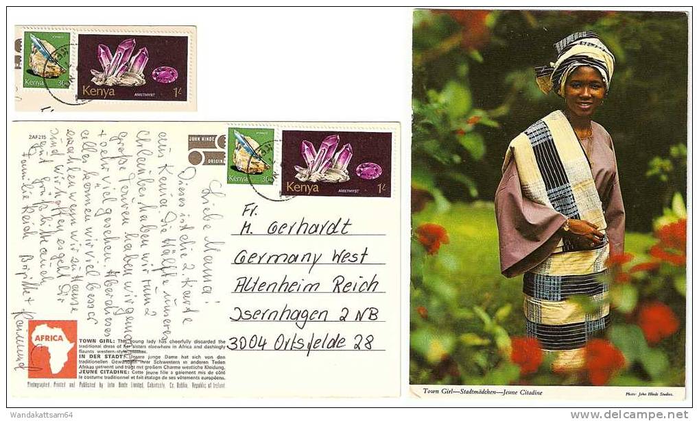 AK 2215 KENYA Town Girl - Stadtmädchen -Jeune Citadine 79 KENYA Diamanten Auf Briefmarken AMETHYST KYANITE N. Ortsfelde - Kenia