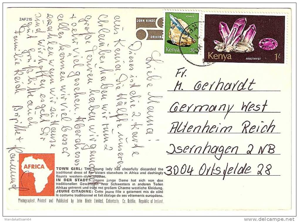 AK 2215 KENYA Town Girl - Stadtmädchen -Jeune Citadine 79 KENYA Diamanten Auf Briefmarken AMETHYST KYANITE N. Ortsfelde - Kenia