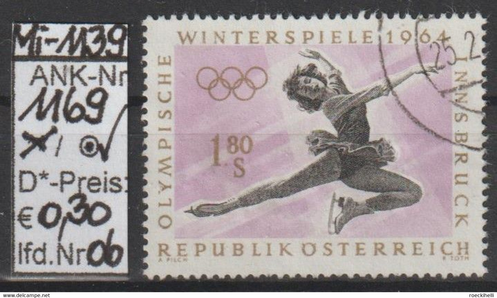 1963 - ÖSTERREICH - SM A.Satz  "IX. Olymp. Winterspiele; Innsbruck" S 1,80 Mehrf. - O  Gestempelt - S.Scan (1169o 06 At) - Gebraucht