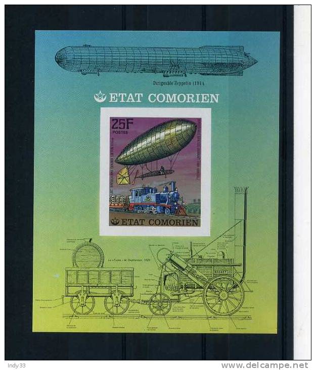 - ETAT COMORIEN . BLOC NON DENTELE SUR LES ZEPPELINS . NEUF SANS CHARNIERE - Zeppelins