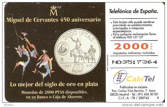 TARJETA DE ESPAÑA DE UNA MONEDA (COIN) 2000 PTAS - Sellos & Monedas