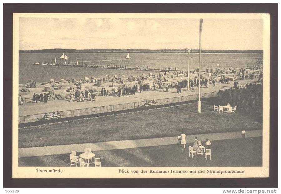 TRAVEMUNDE UM 1900 BLICK VON KURHAUS TERRASSE AUF DIE STRANDPROMENADE - Lübeck-Travemuende