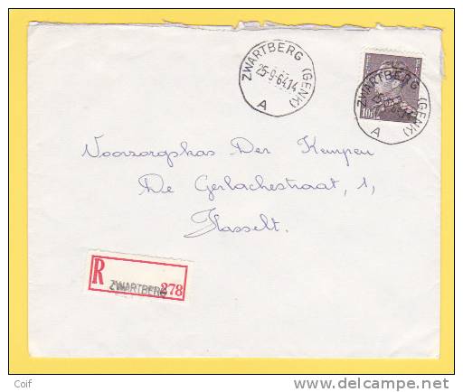 848A Op Aangetekende Brief Met Cirkelstempel ZWARTBERG (GENK) - 1936-1951 Poortman