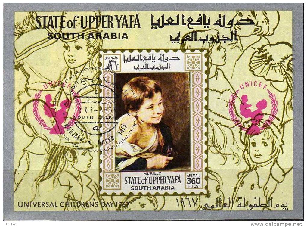 Gemälde 1967 Südjemen Yafa 83/87,ZD,10-KB+Block 15 O 22€ UNICEF Kinderbild Von Velazquez Children Art Ss Bloc Bf Arabien - UNICEF
