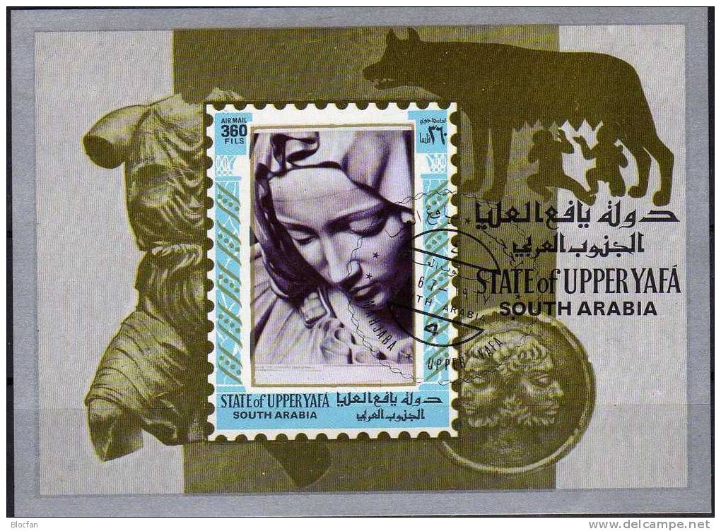 Skulptur Michelangelo Südjemen Yafa 17/21,ZD,10-KB+Block 2 O 20€ Skulpturen Michelangelos Bloque Hb Bloc Sheet Bf Arabia - Cuadros