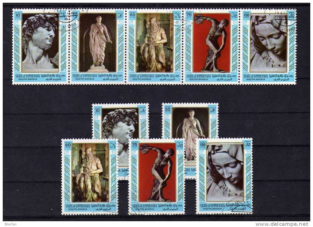 Skulptur Michelangelo Südjemen Yafa 17/21,ZD,10-KB+Block 2 O 20€ Skulpturen Michelangelos Bloque Hb Bloc Sheet Bf Arabia - Cuadros