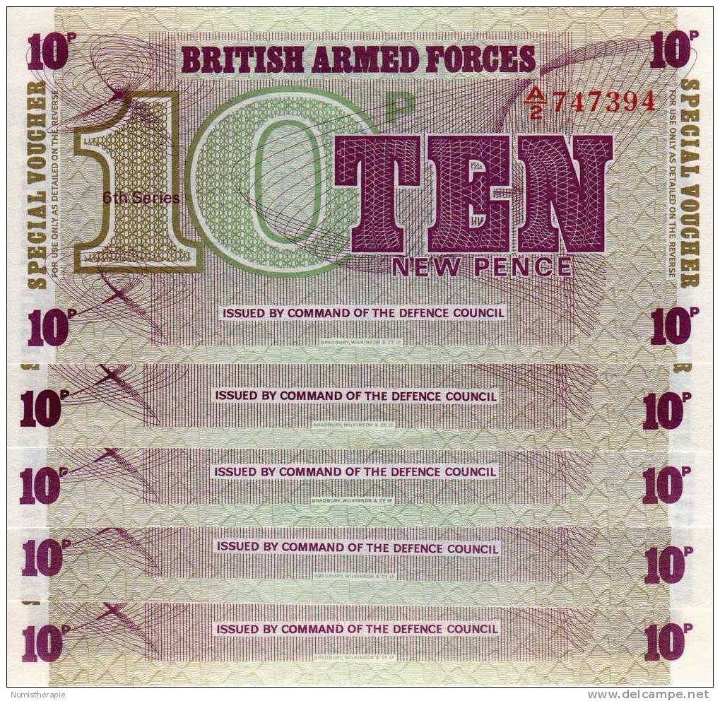 British Armed Forces (6th Series) 10 New Pence Special Voucher : UNC - British Armed Forces & Special Vouchers