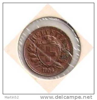 Schweiz Suisse: 2 Rappen / Cents  1906  (Bronze O 20mm, 3g)  Vz / X F  Gereinigt - Nettoyée - Cleaned - 2 Centimes / Rappen