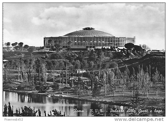 Roma-eur-palazzo Dello Sport E Lago-viaggiata-1963 - Stades & Structures Sportives