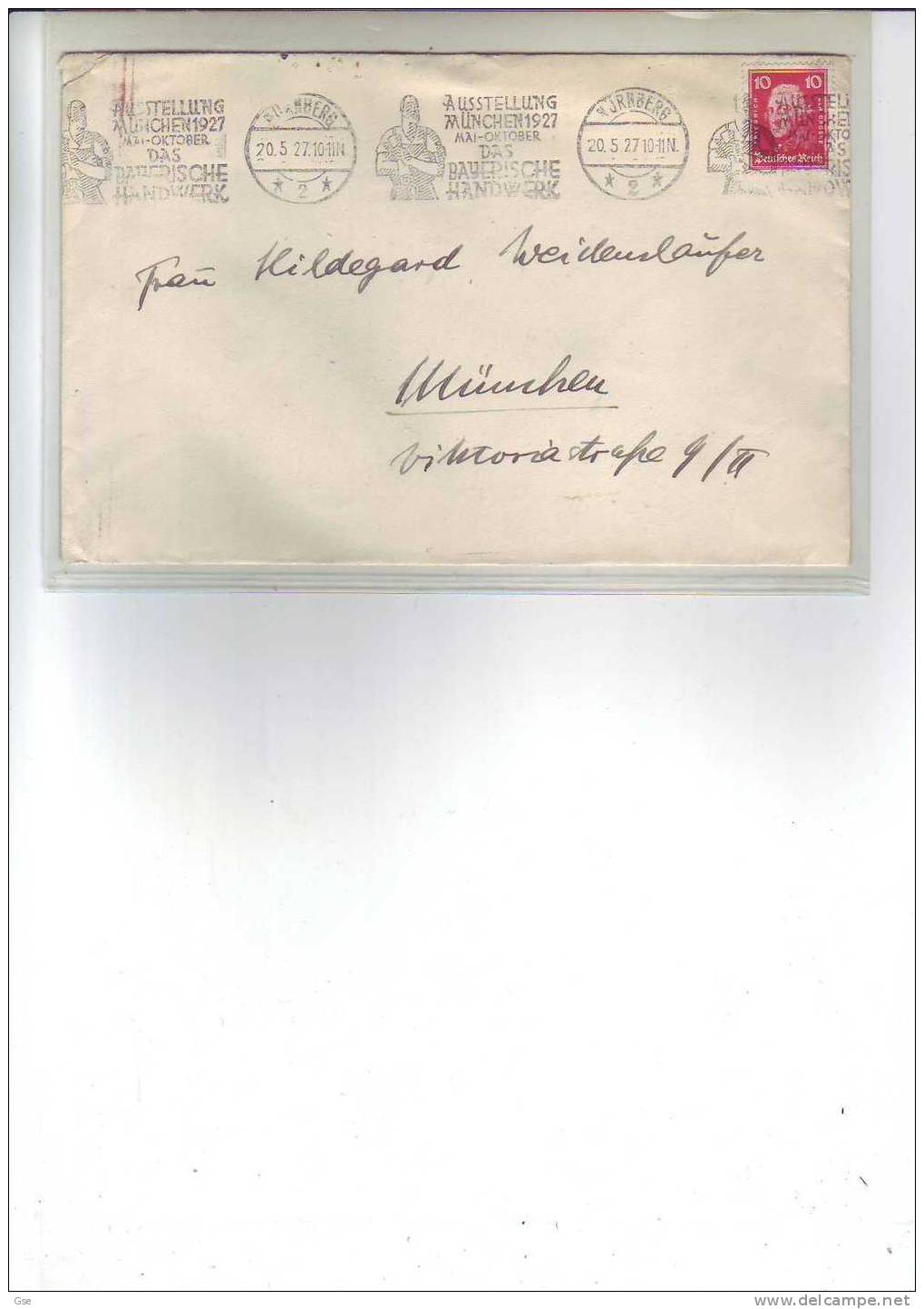 GERMANIA 1927 - Ill. Mechan. Cancel -Austellung Munchen 1927 - Frankeermachines (EMA)