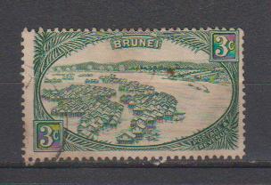 Brunei  1924 Used Hinged,  3c Native Houses & Water Village, As Scan - Brunei (...-1984)