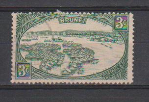 Brunei 1924 Used, 3c , Native Houses & River Village - Brunei (...-1984)