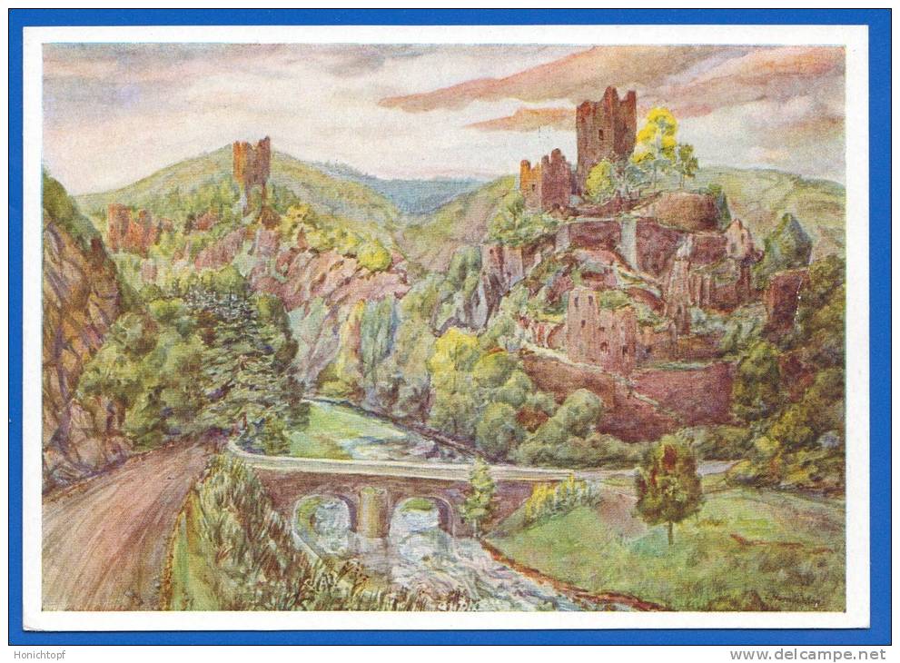 Deutschland; Manderscheid Eifel; Ober Und Niederburg; Aquarell Von Hambüchen - Manderscheid